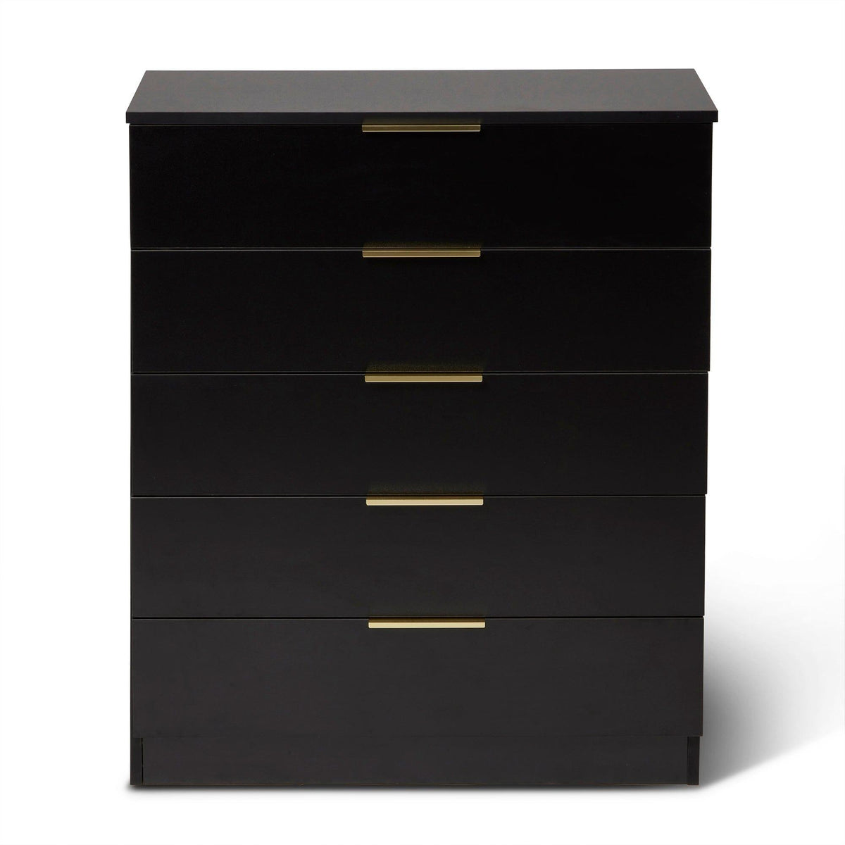 Essie 3 Piece Bedroom Set - 5 Chest of Drawers - Pitch Black