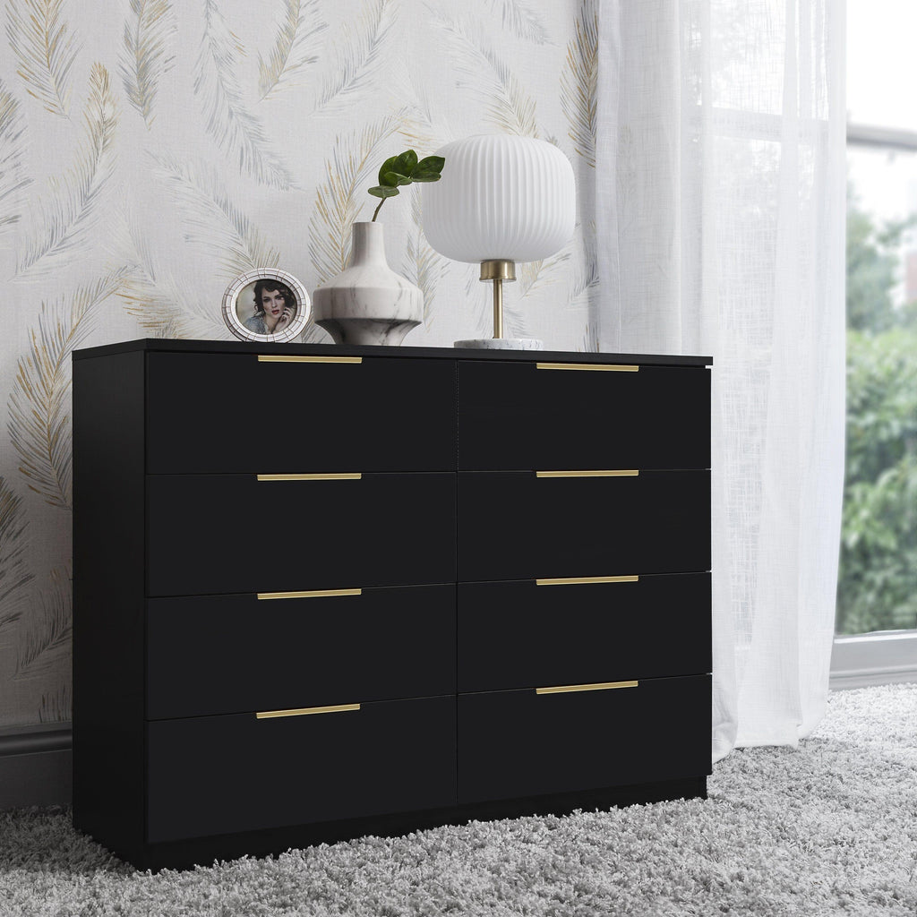 Outlet - Essie 8 Drawer Chest of Drawers - Black