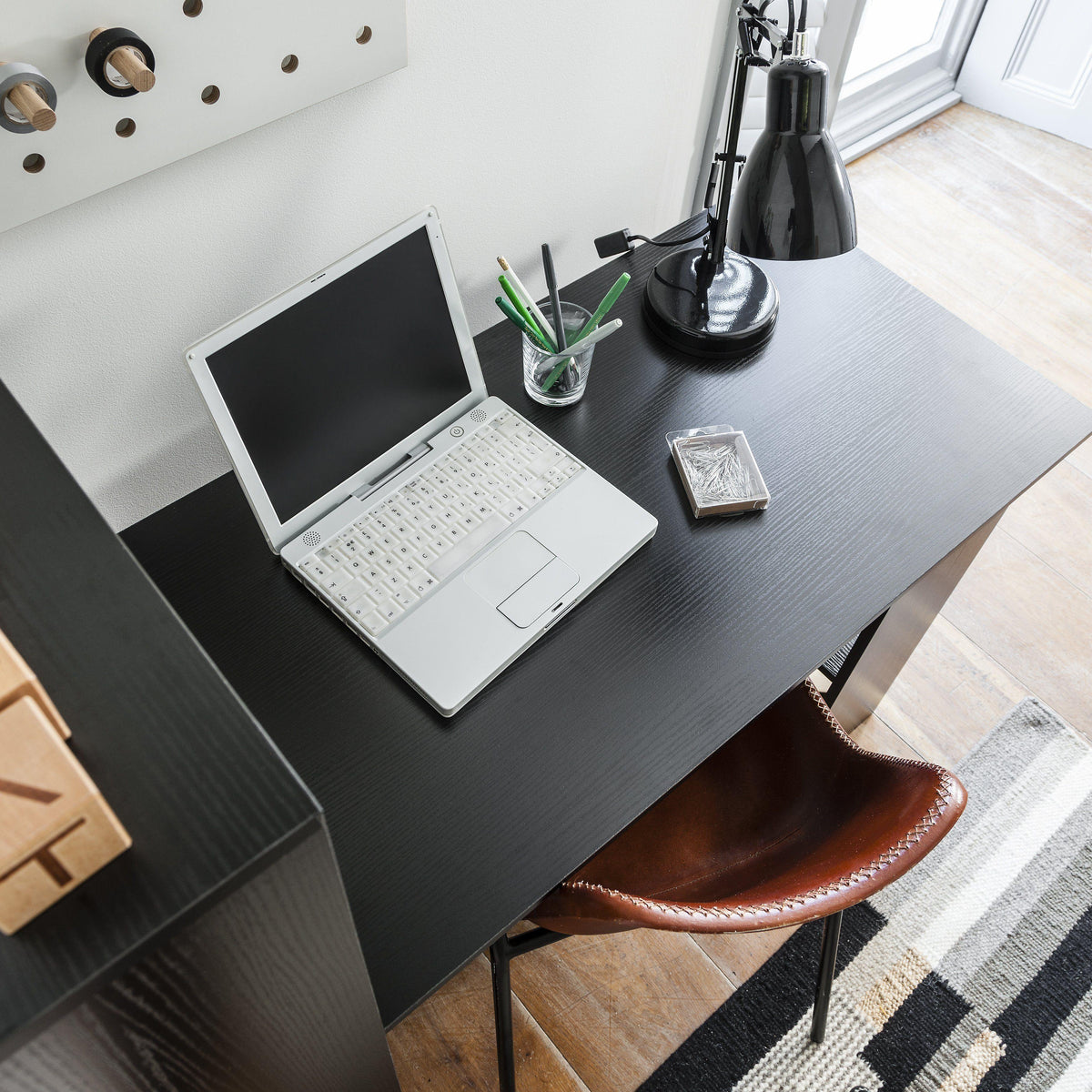 Essie Desk with Shelves - Pitch Black