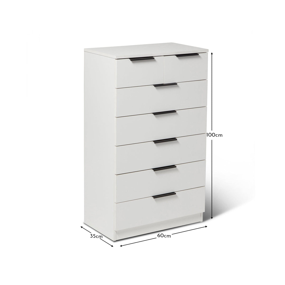 Essie Tall 7 Drawer Chest of Drawers - White