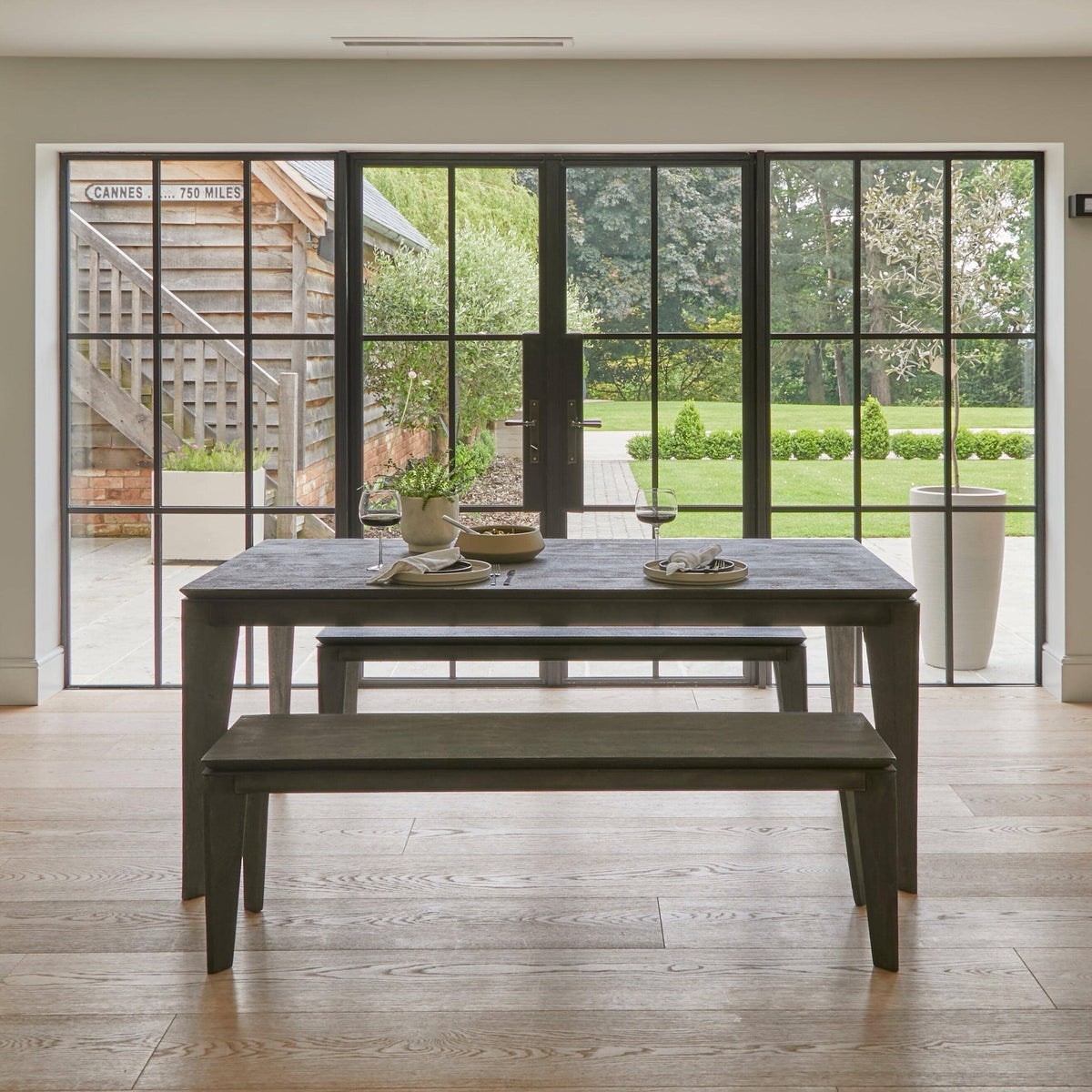 Ethan 3 Seater Mango Wood Dining Bench - Ash Grey
