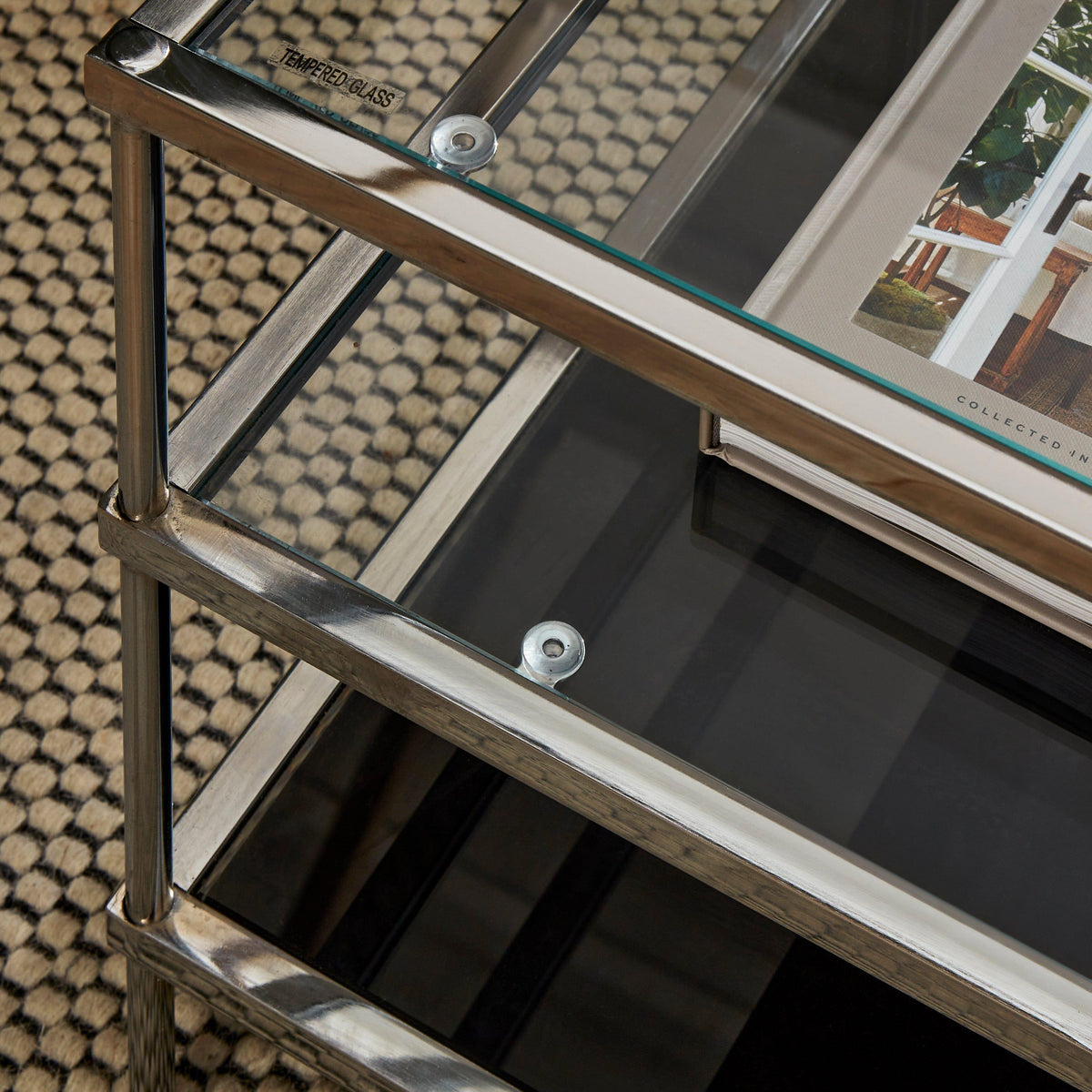OUTLET - Evelyn Glass Coffee Table - Chrome Legs