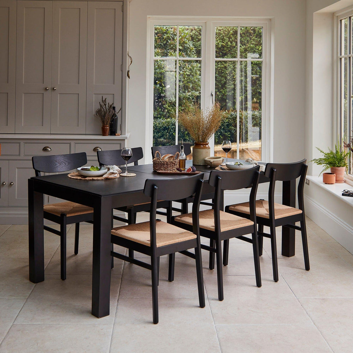 OUTLET - Faye Black Wooden Woven Chairs - Set of 2