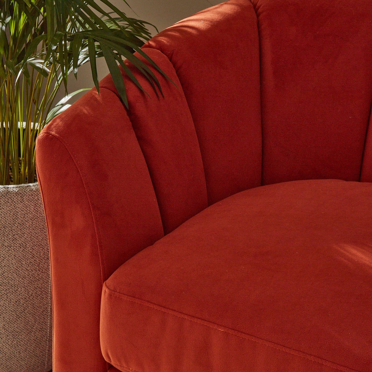 Florence 4 Seater Sofa - Burnt Orange Velvet with Dark Oak Legs