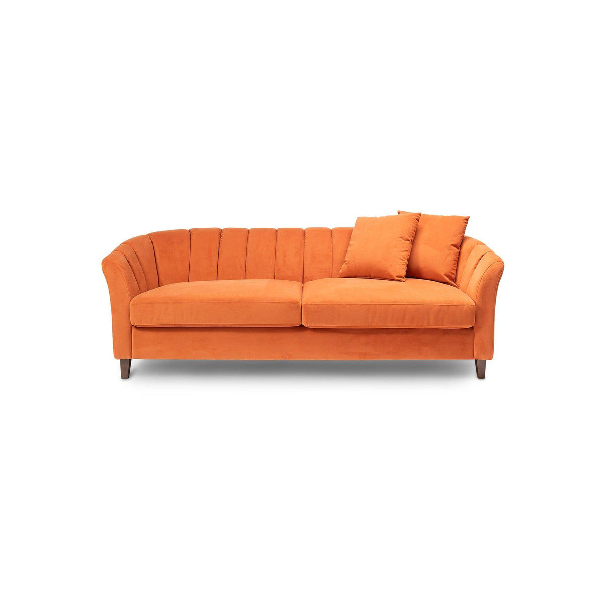 Florence 4 Seater Sofa - Burnt Orange Velvet with Dark Oak Legs