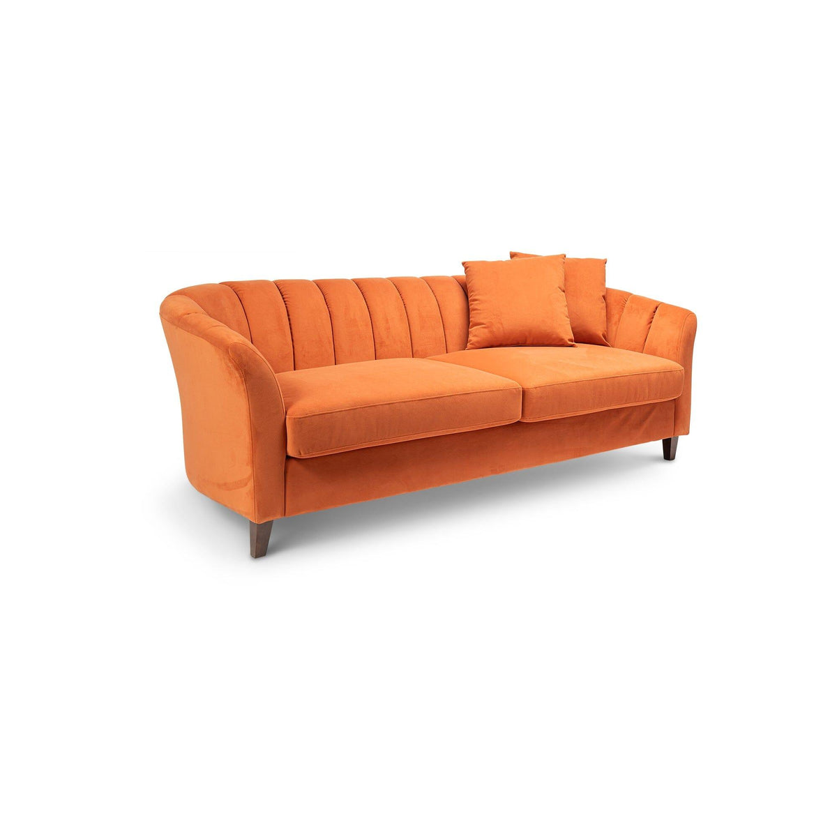 Florence 4 Seater Sofa - Burnt Orange Velvet with Dark Oak Legs