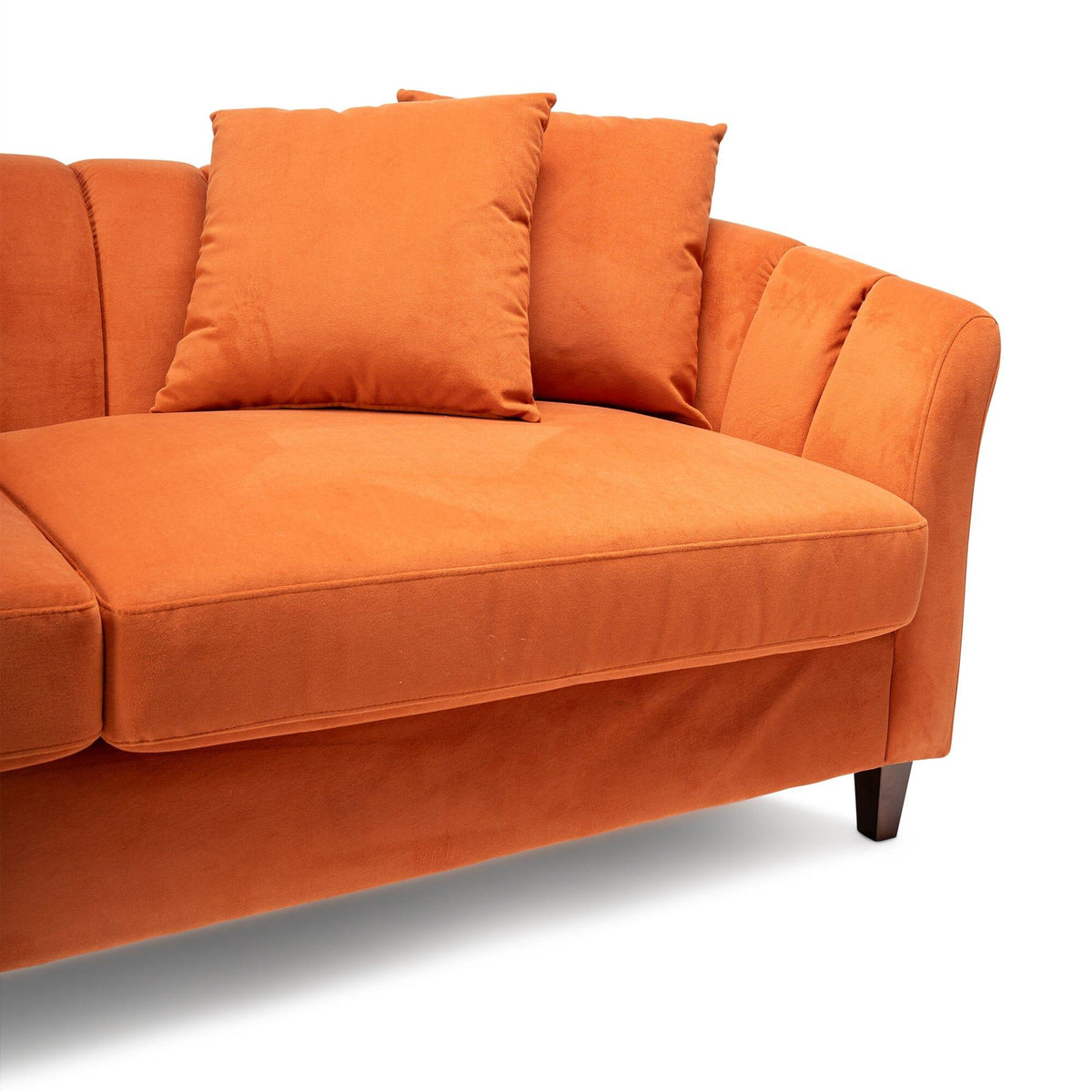 Florence 4 Seater Sofa - Burnt Orange Velvet with Dark Oak Legs