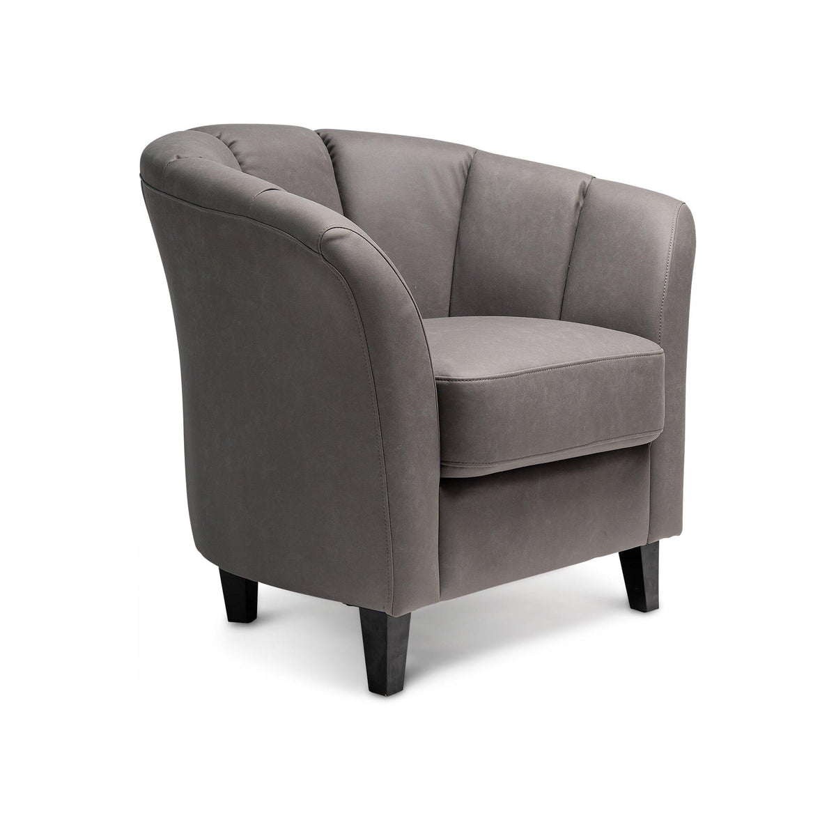 Florence Steel Grey Vegan Leather Armchair - Black Legs