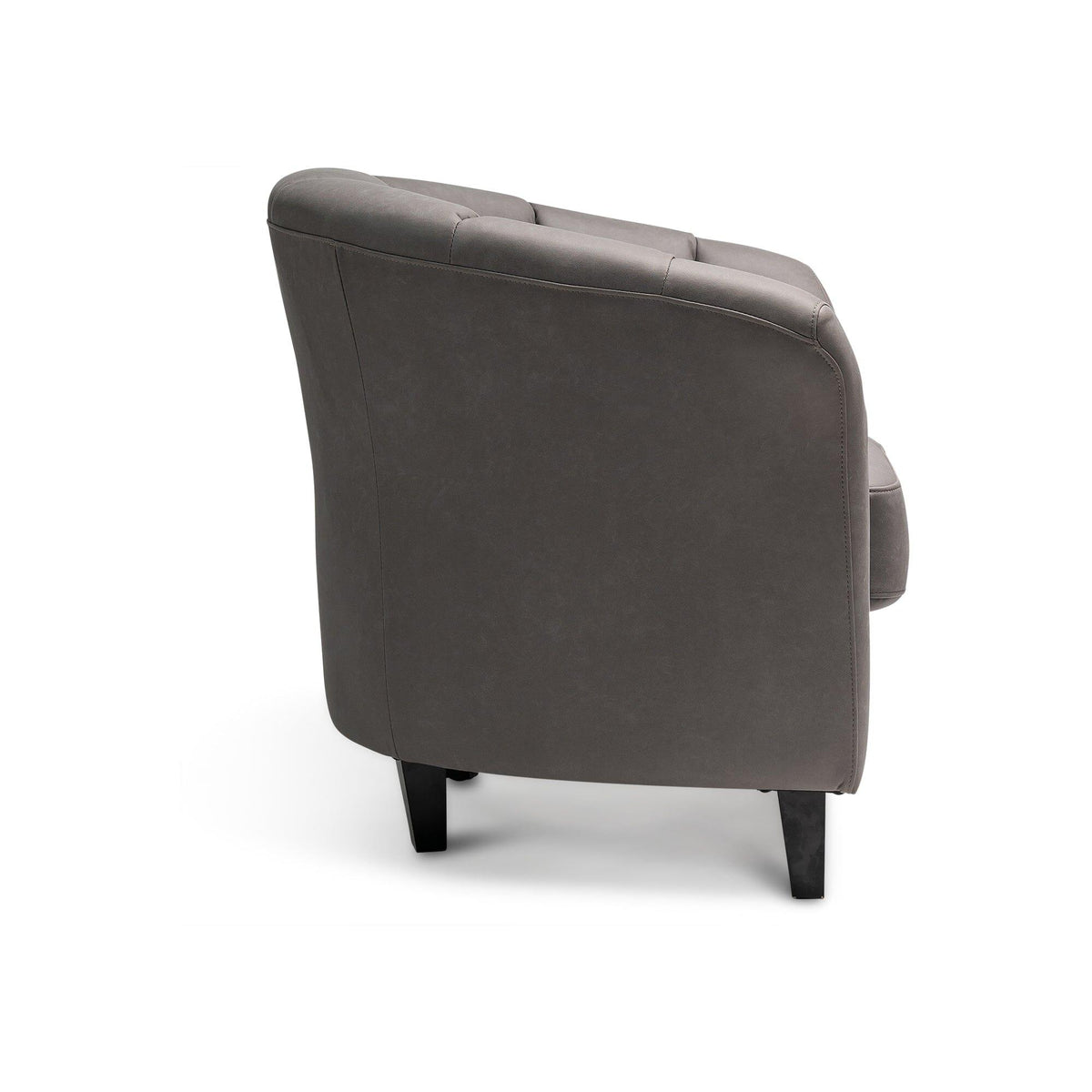 Florence Steel Grey Vegan Leather Armchair - Black Legs