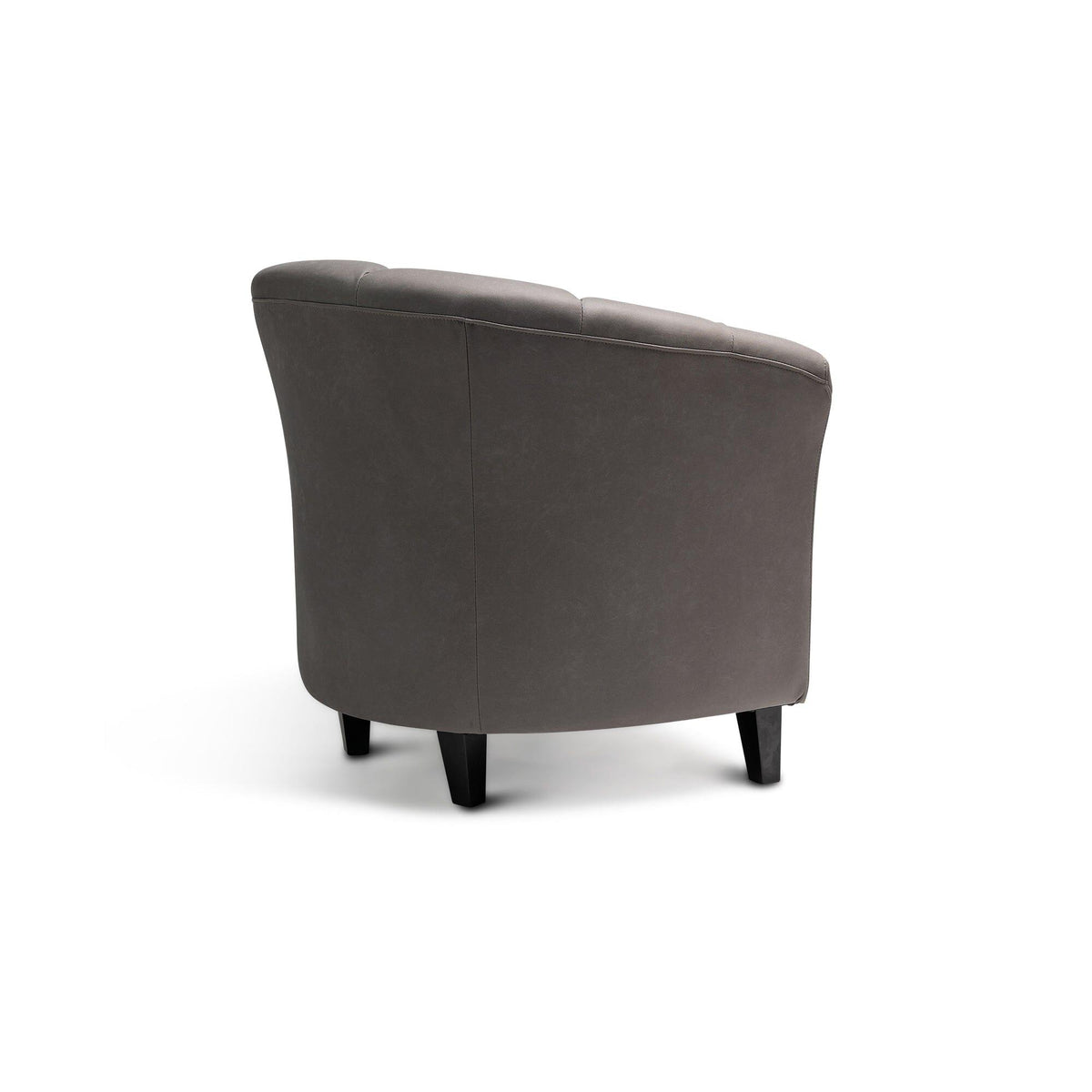 Florence Steel Grey Vegan Leather Armchair - Black Legs