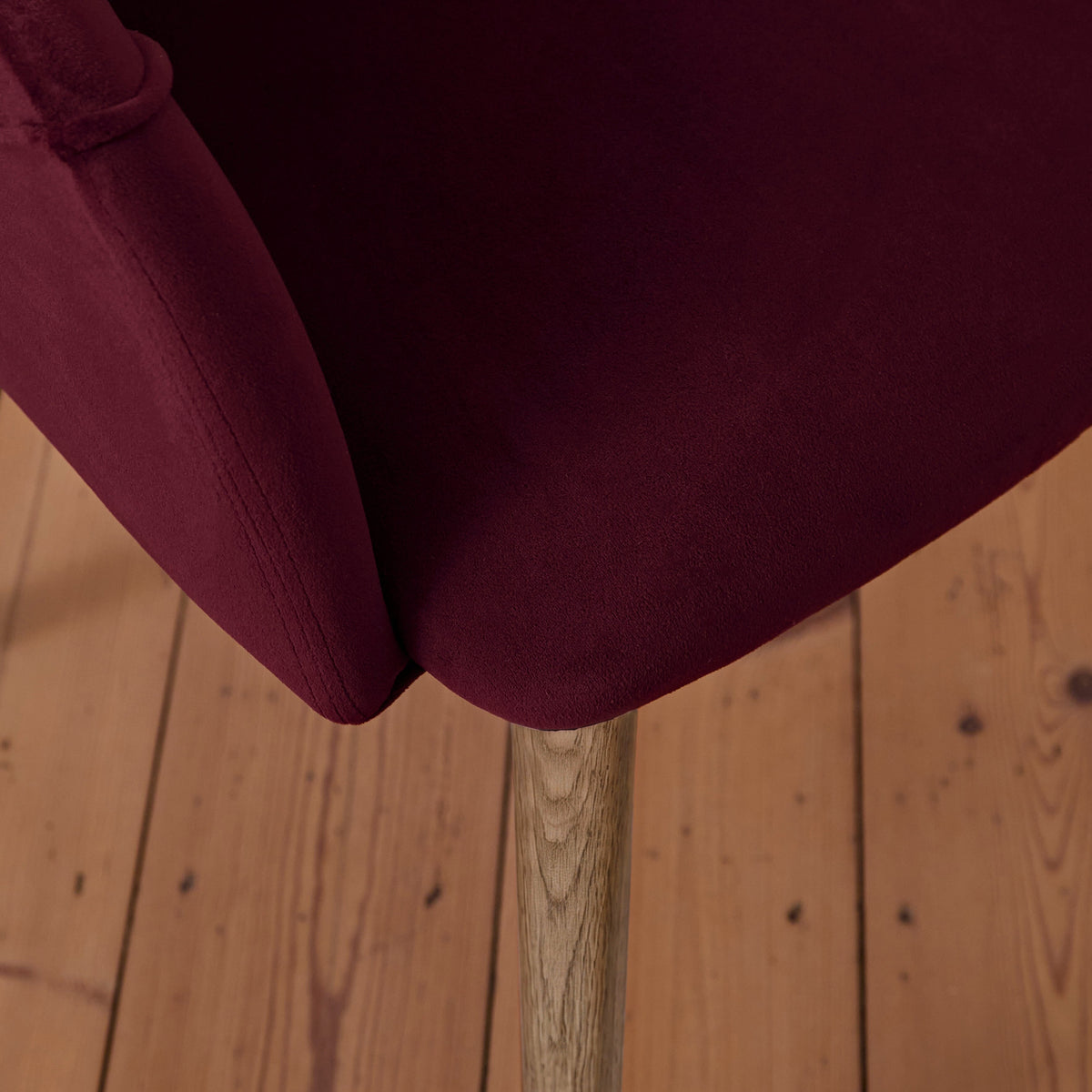 Freya Burgundy Red Armchairs - Set of 2 - Almond Brown Legs