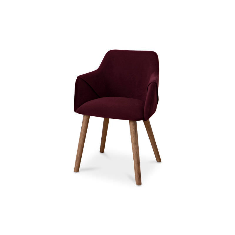 Freya Burgundy Red Armchairs - Set of 2 - Almond Brown Legs