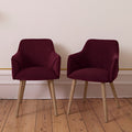 Freya Burgundy Red Armchairs - Set of 2 - Almond Brown Legs
