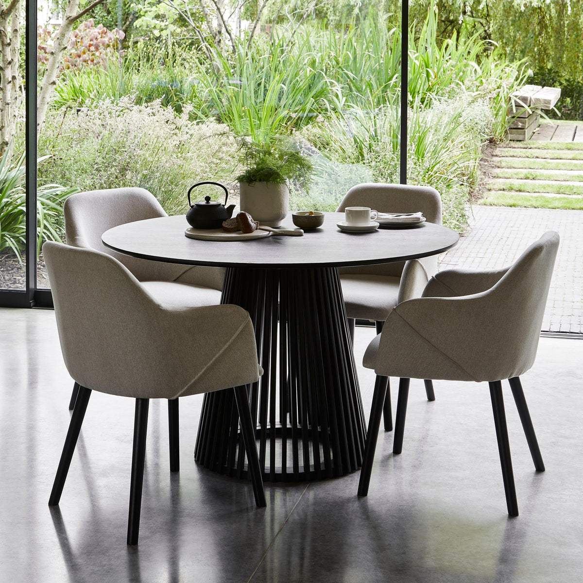 Freya Sand Armchairs - Set of 2 - Black Oak Legs