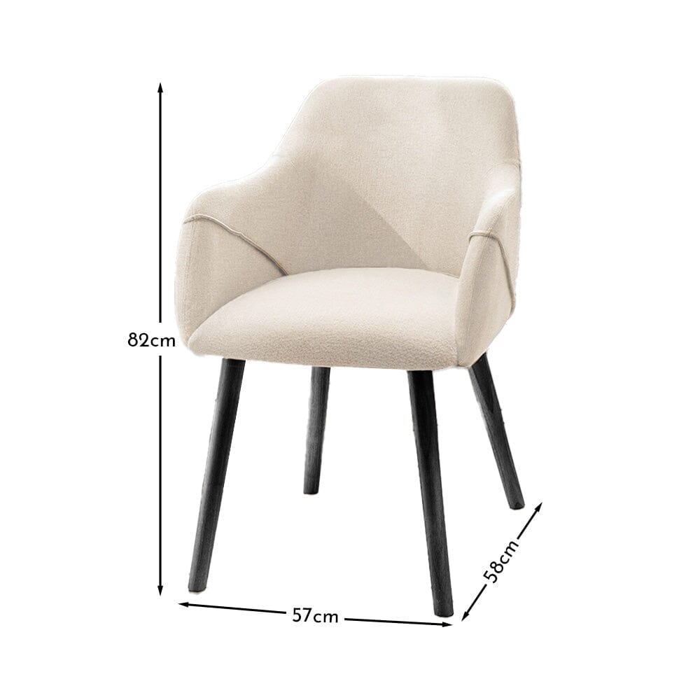 OUTLET - Freya Boucle Armchairs - Set of 2 - Black Oak Legs