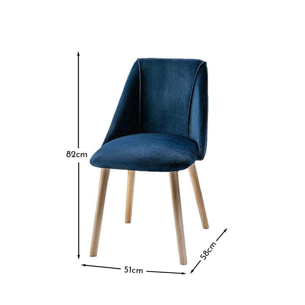 Willow Pale Oak  Dining Table Set - 4 Seater - Freya Blue Dining Chairs - Whitewash Legs