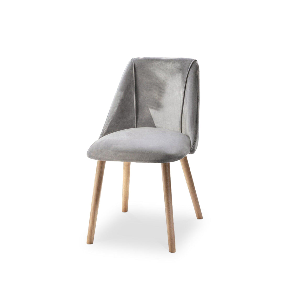 Freya Grey Velvet Dining Chairs - Set of 2 - Whitewash Oak Legs