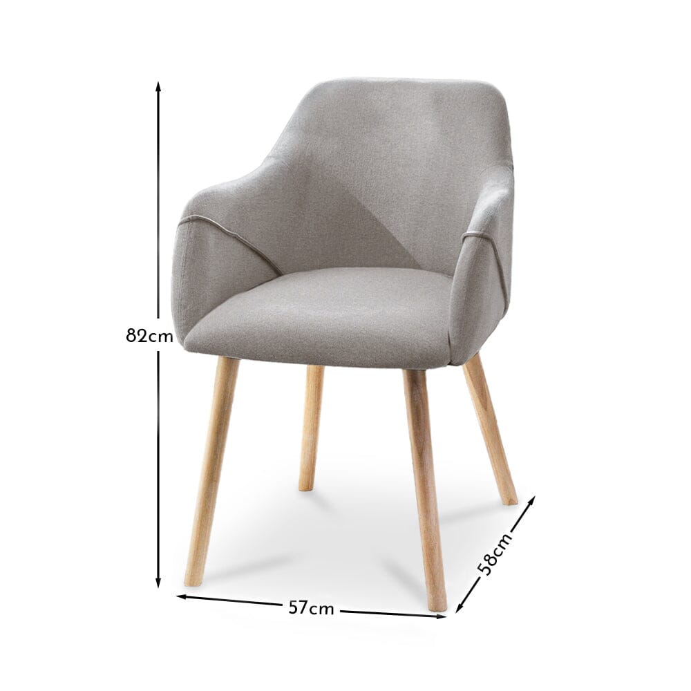 Freya Fossil Armchairs - Set of 2 - Whitewash Oak Legs