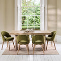 Nevaeh Chalked Mango Wood Dining Table Set - 6 Seater - Marilyn Green Dining Chairs - Chalked Mango Wood Legs