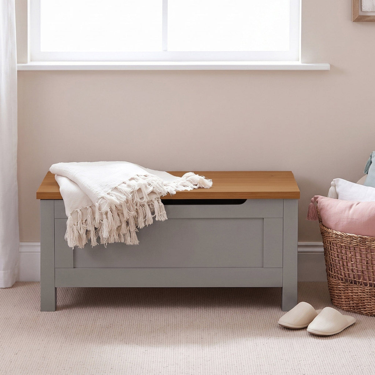 Bampton Blanket Box - Stone Grey