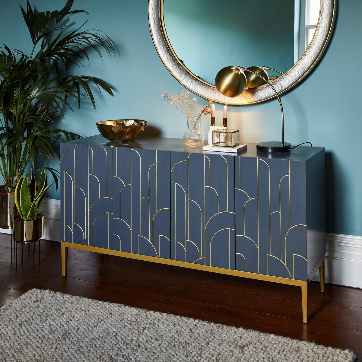 OUTLET - Gatsby Large 4 Door Sideboard - Smoke Grey