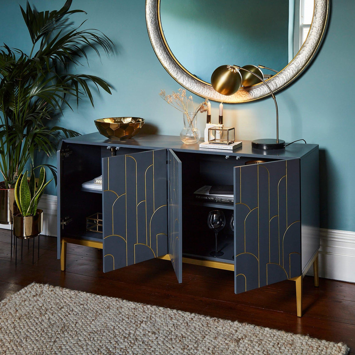 OUTLET - Gatsby Large 4 Door Sideboard - Smoke Grey