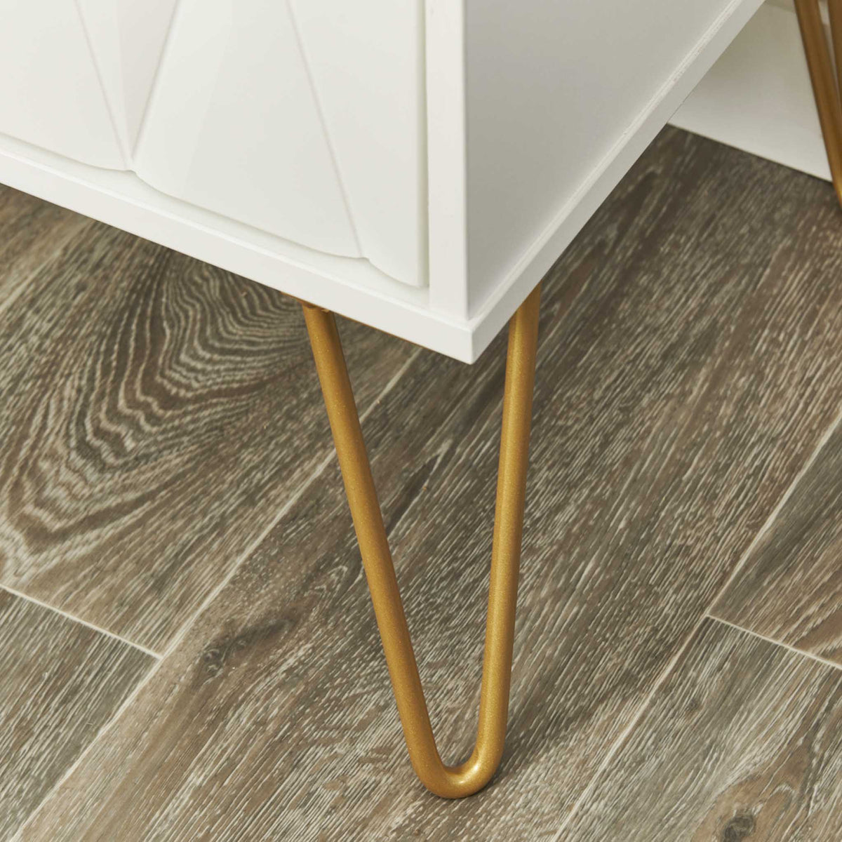Geo 1 Drawer Side Table with Gold Hairpin Legs