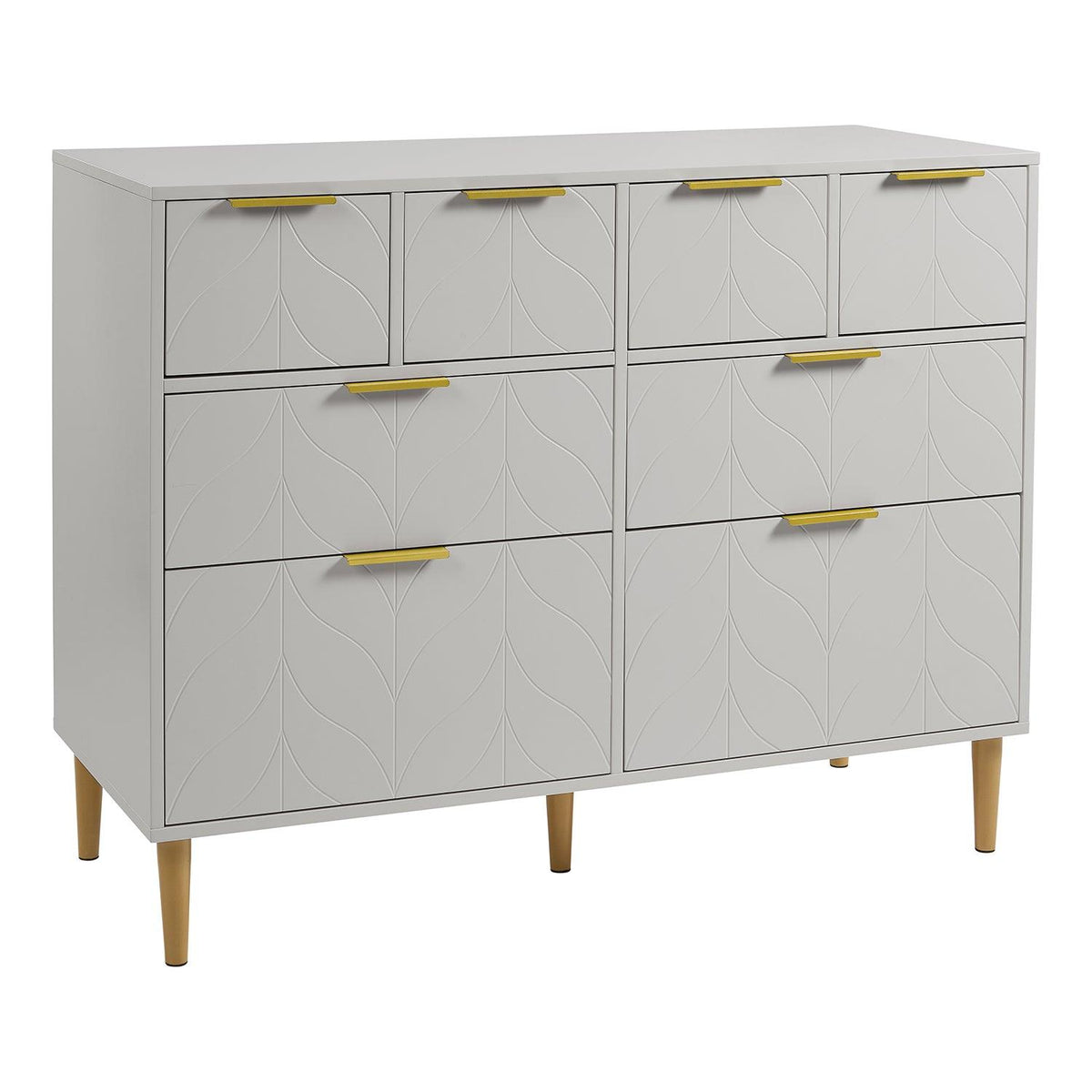 Gloria 8 Drawer Chest of Drawers - Grey & Brass Effect