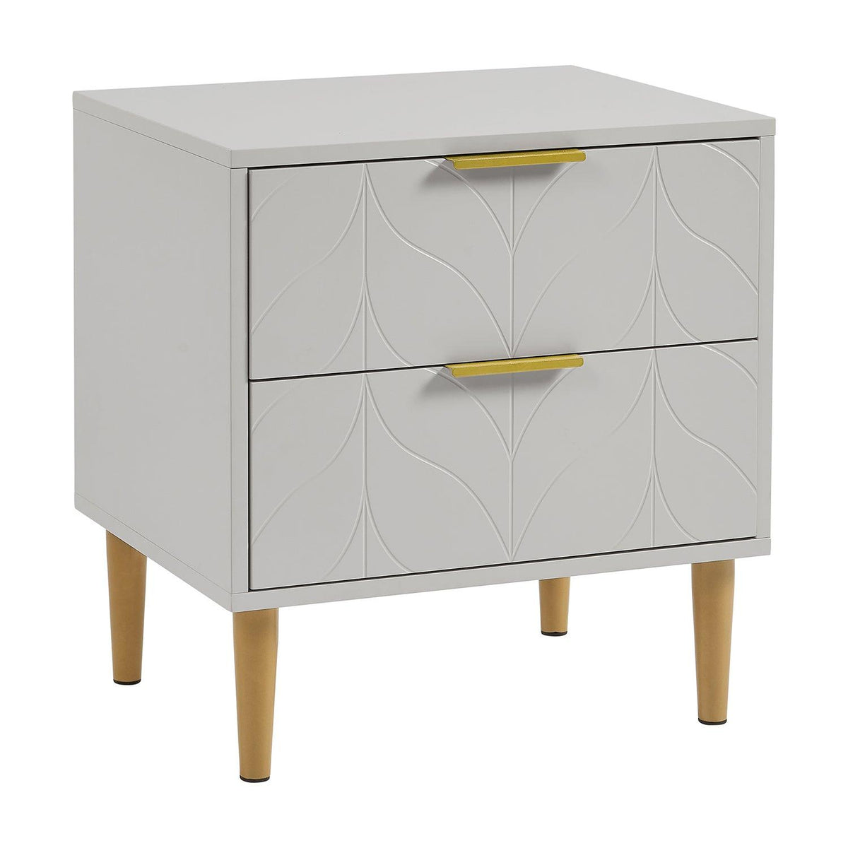 Gloria Bedside Table - Grey & Brass Effect