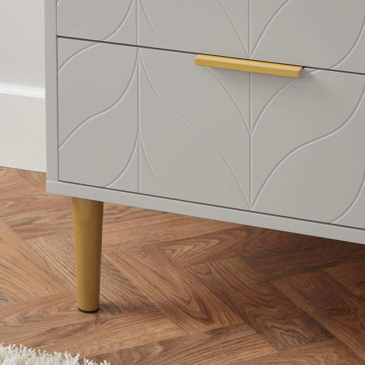 Gloria Bedside Tables - Set of 2 - Grey & Brass Effect