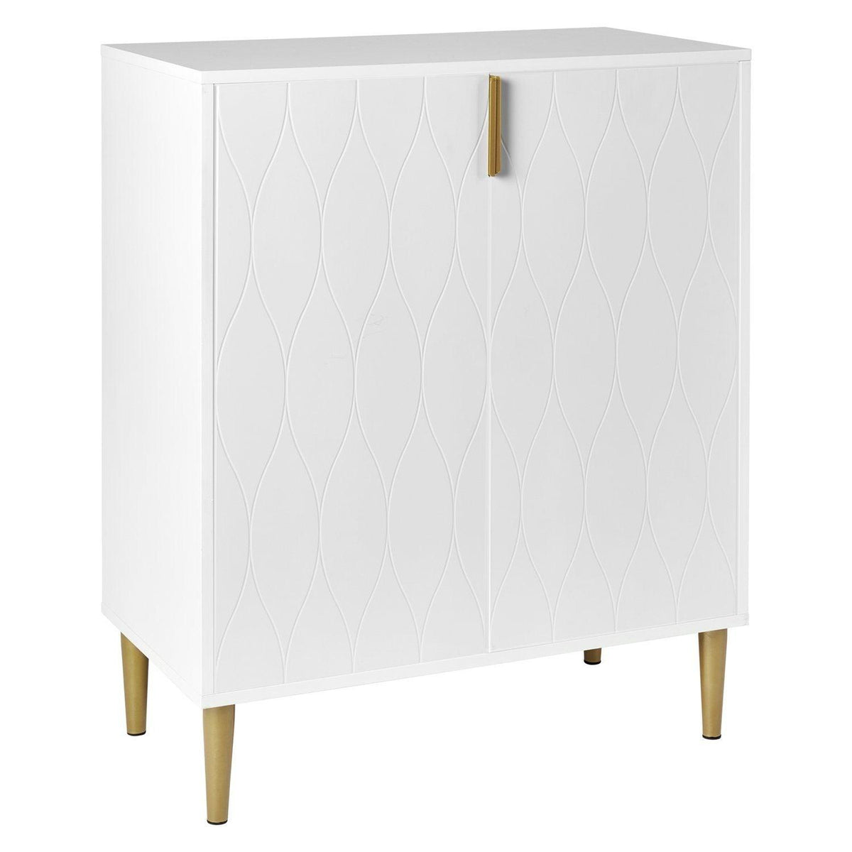 Gloria 2 Door Small Sideboard - White & Brass Legs