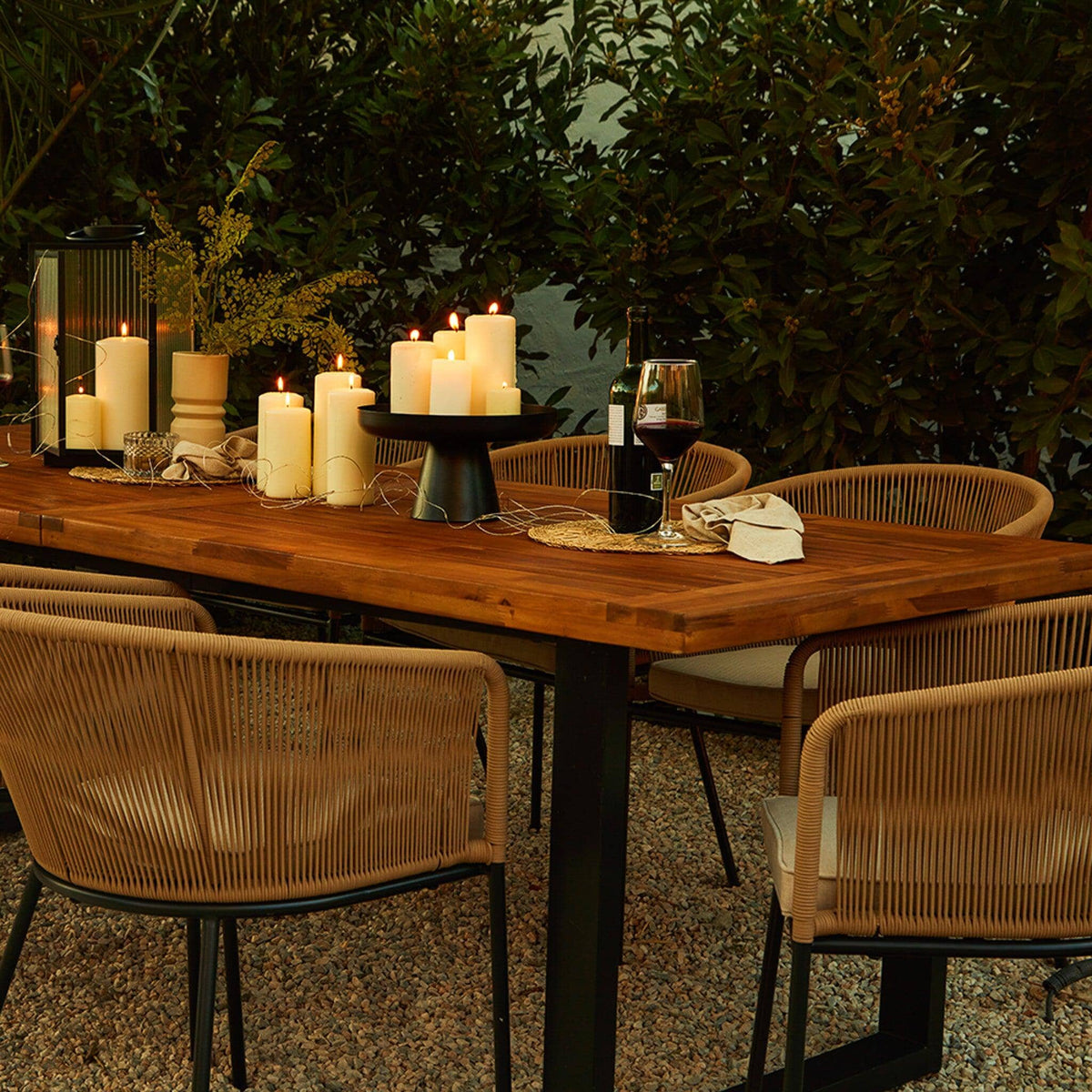 Hali 6 Seater Wooden Outdoor Dining Set with Hali Natural Chairs - 175cm