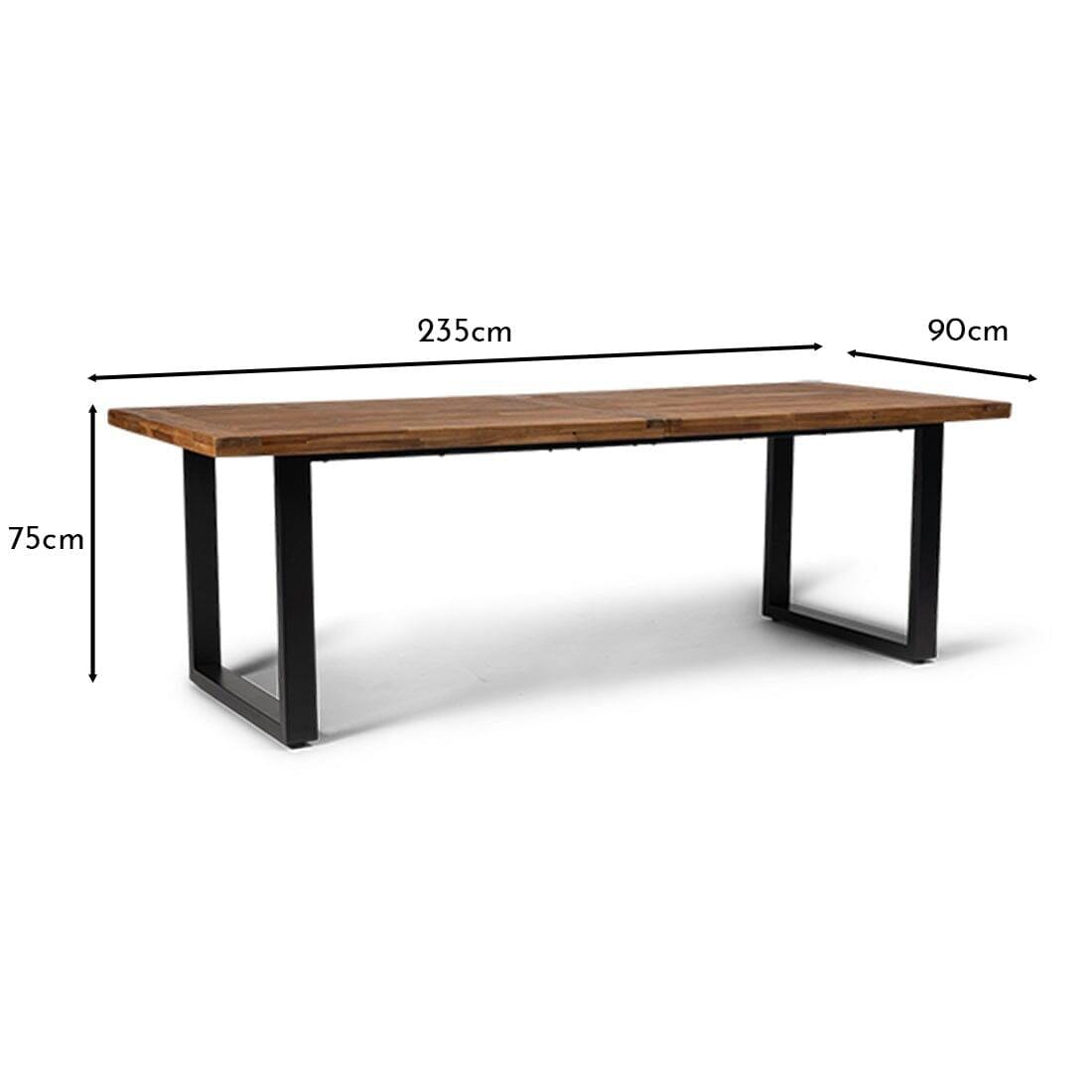Hali 8 Seater Steel Acacia Top Dining Table 235cm