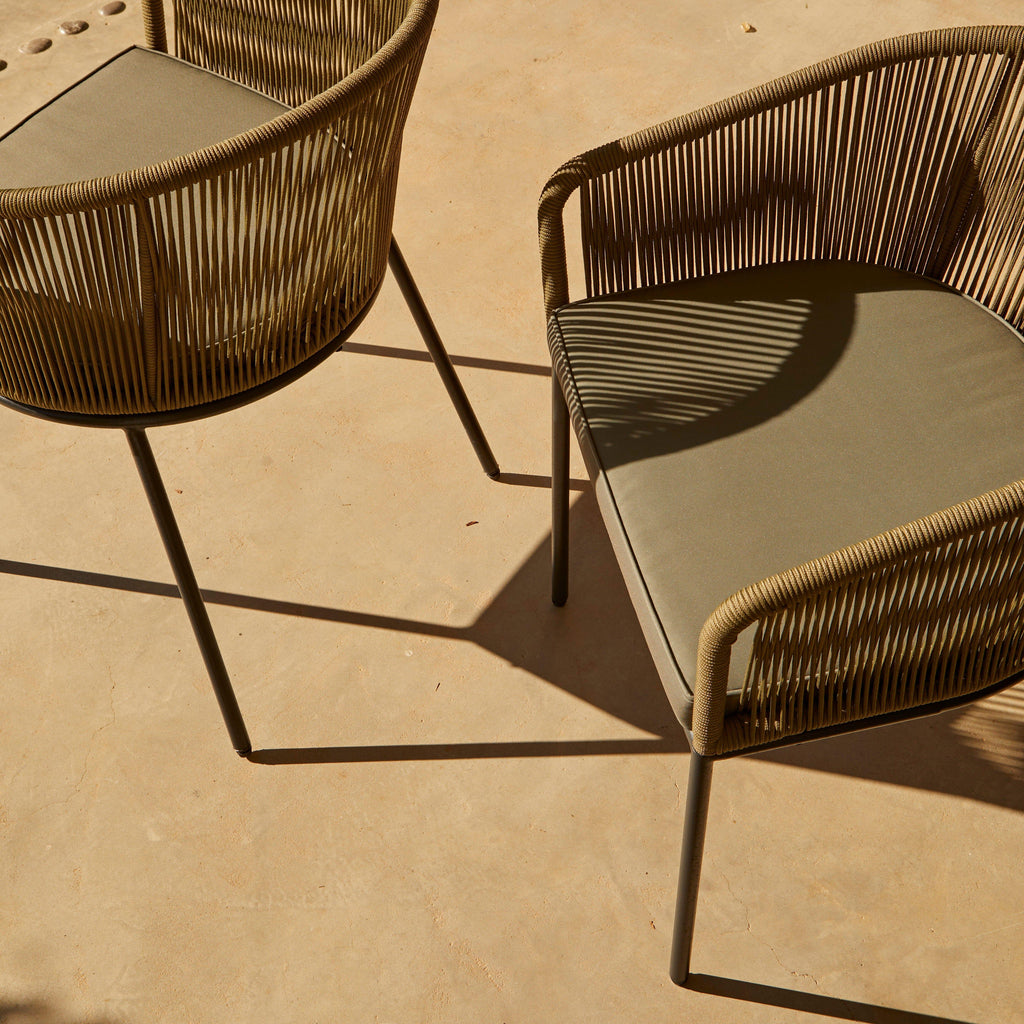 Outlet - Hali Khaki Green Rope Chair with Cushion - Set of 2
