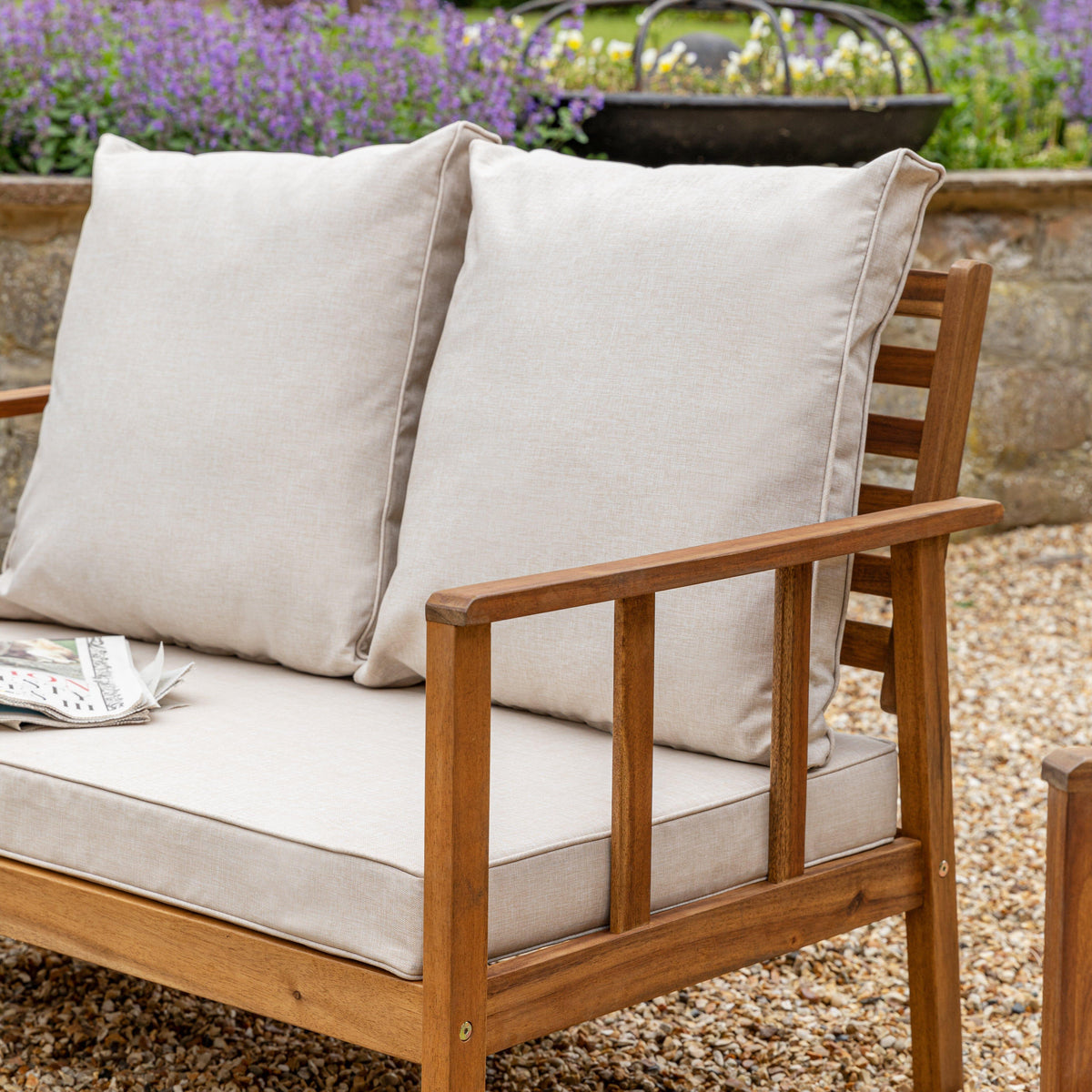 Harrelson Wooden Garden Sofa Set - Sand