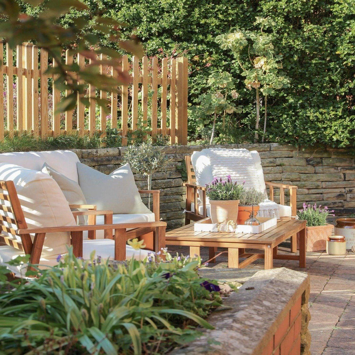 Harrelson Wooden Garden Sofa Set - Sand
