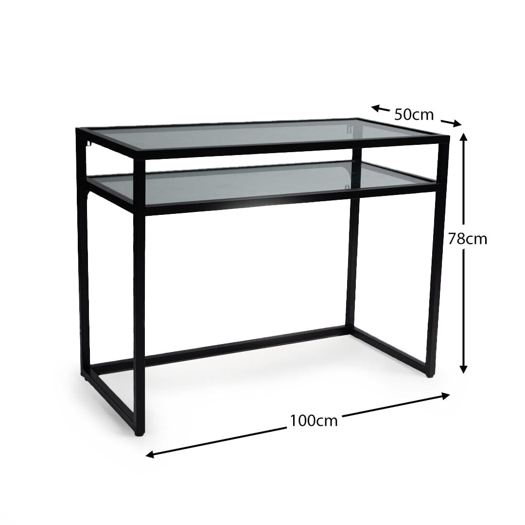OUTLET - Harris Glass Console Table - Black Frame