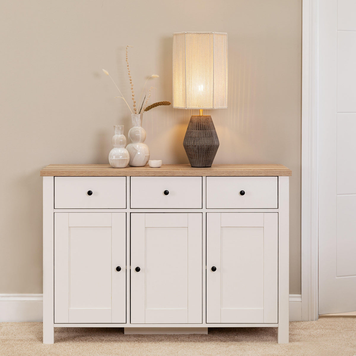 OUTLET - Haveri Mango Wood Table Lamp with Natural  Shade - 63cm