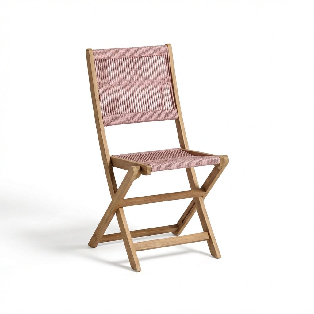 Harlyn 6 Seater Wooden Garden Dining Set with Cove Pink Rope Chairs - 200cm