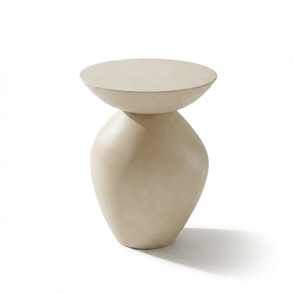 Alder 35cm Round Concrete Side Table - Sand