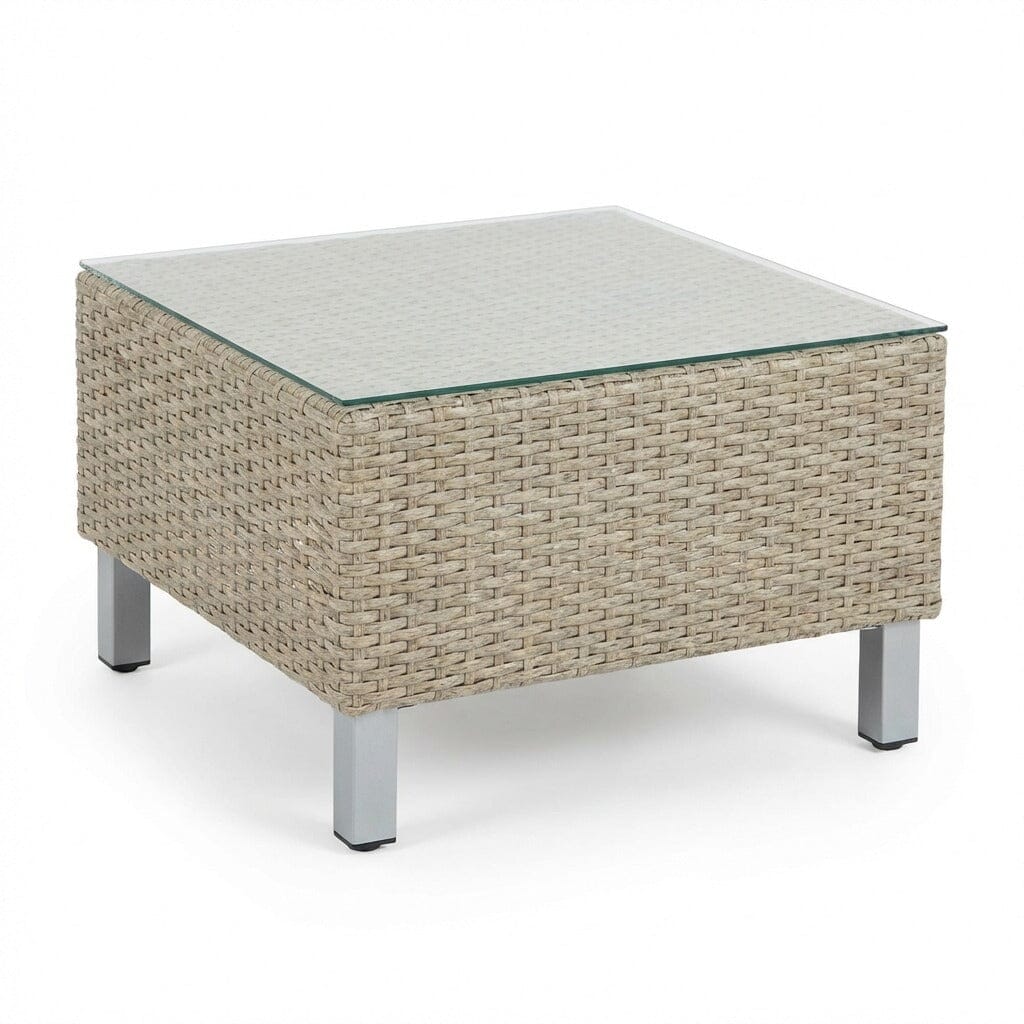 Aria 3 Seater Rattan Sofa Set with Footstool and Coffee Table - Light Grey