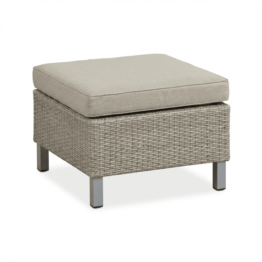 Aria 3 Seater Rattan Sofa Set with Footstool and Coffee Table - Light Grey