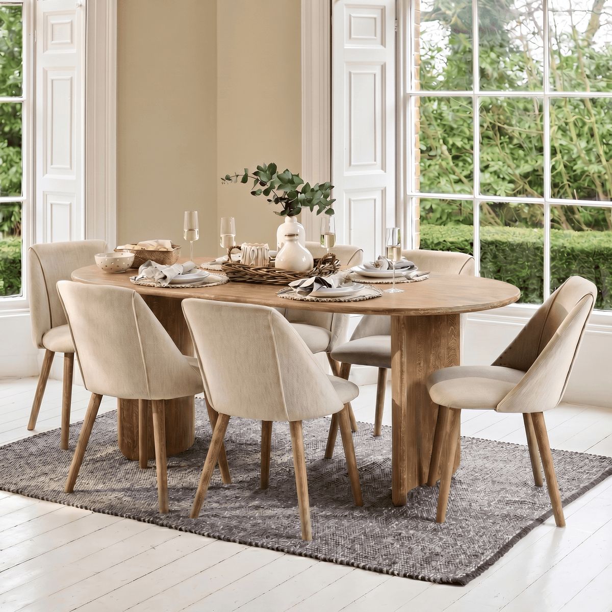 Imogen Chalked Mango Wood Rectangular Dining Table - 190cm