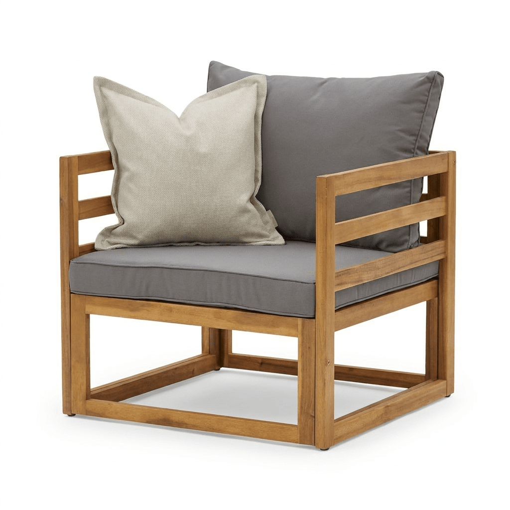 Rowan Wooden Garden Armchair - Grey