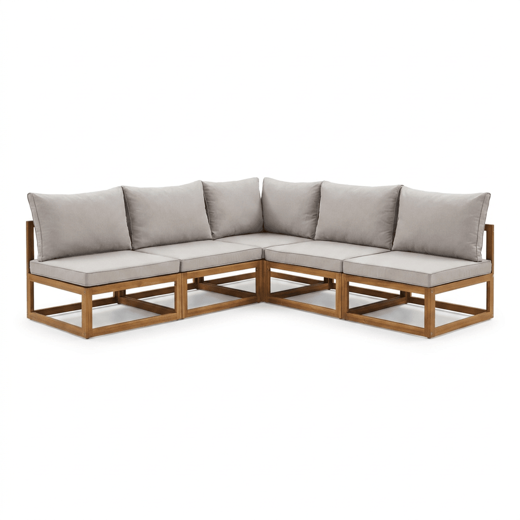 Rowan 5 Seater Wooden Garden Corner Sofa & Coffee Table