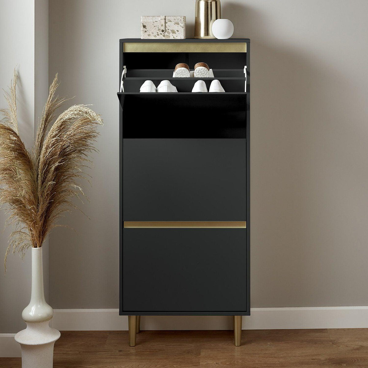 Iliana Shoe Cabinet - 3 Door - Charcoal Grey
