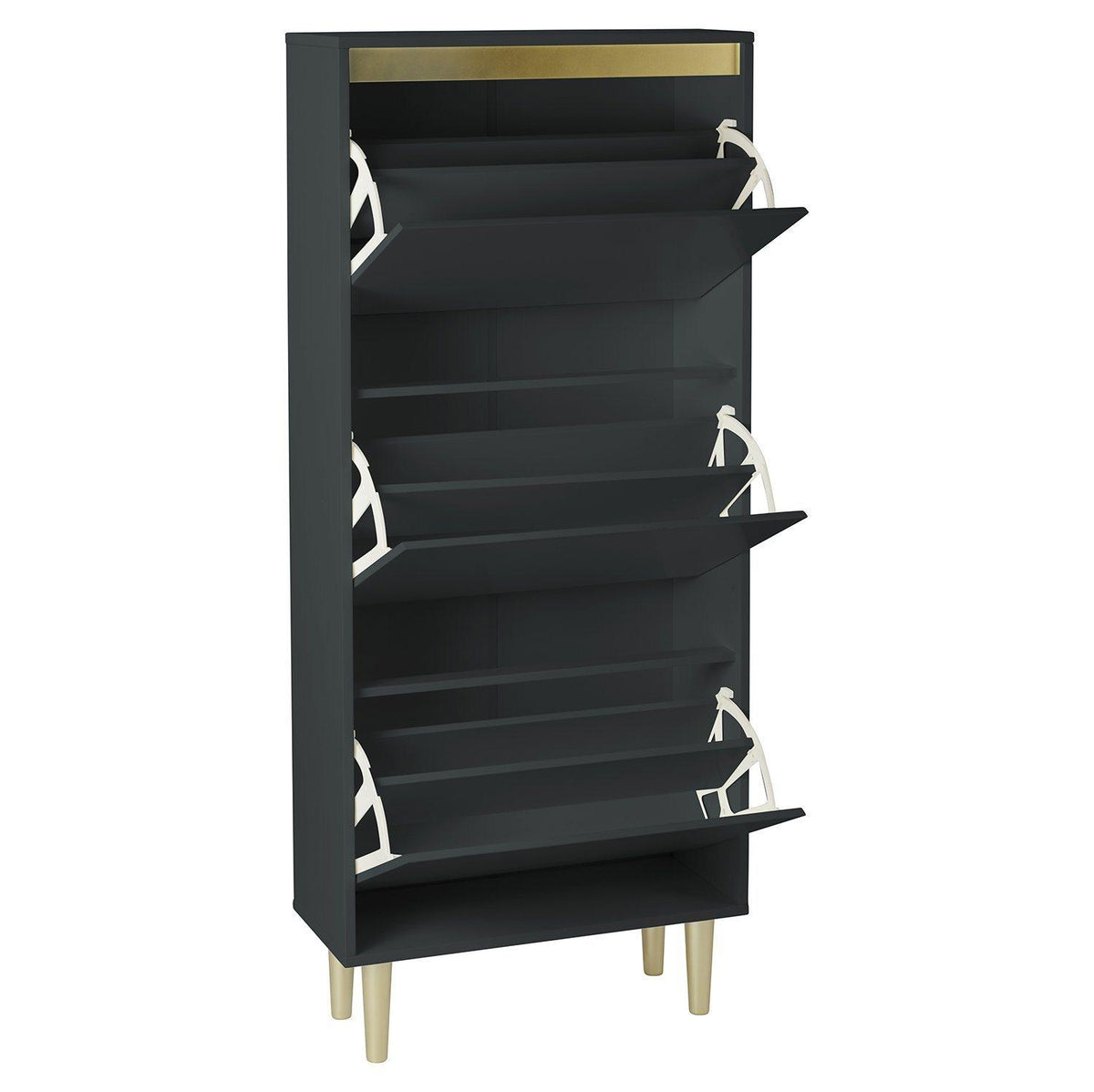 Iliana Shoe Cabinet - 3 Door - Charcoal Grey
