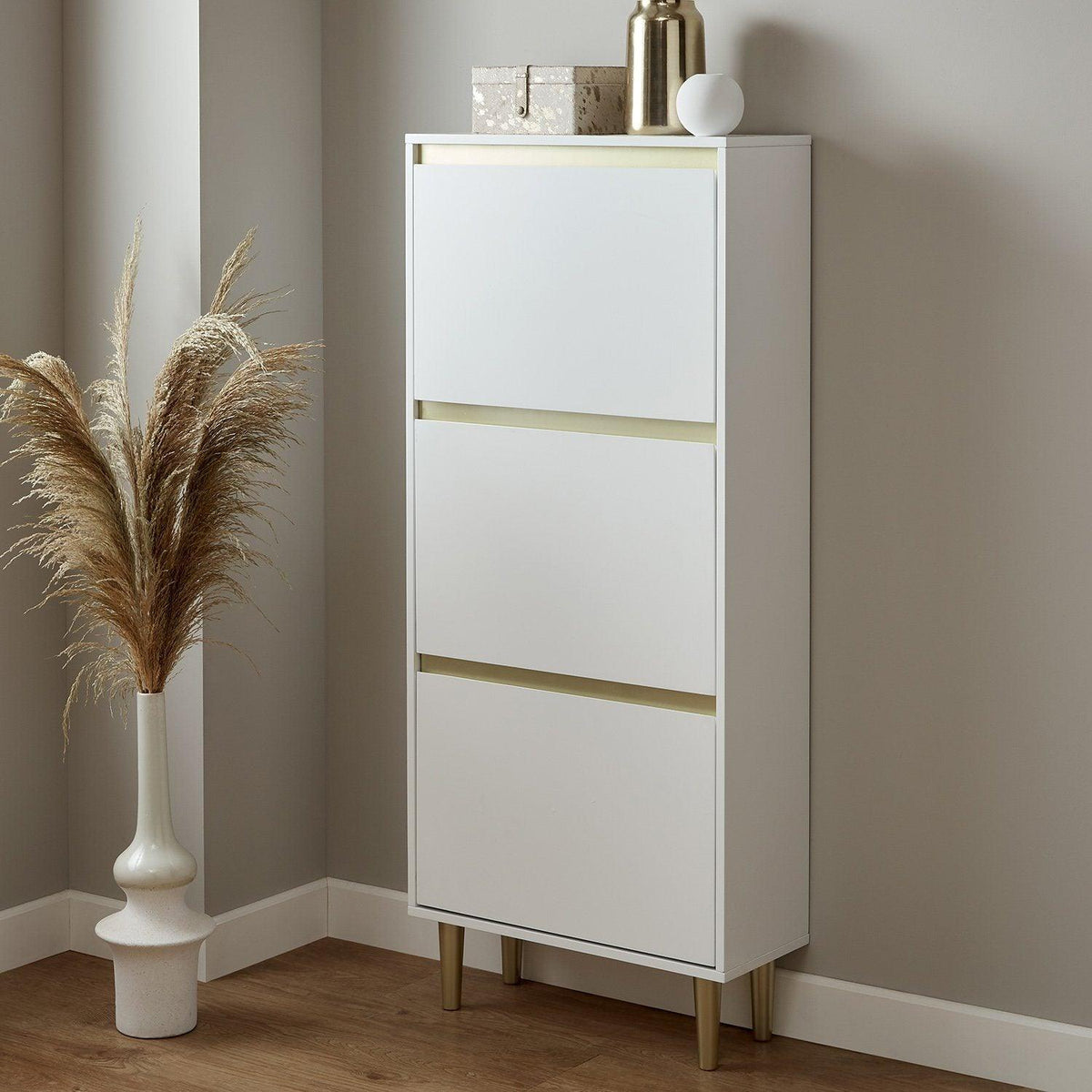 Outlet - Iliana Shoe Cabinet - 3 Door - White