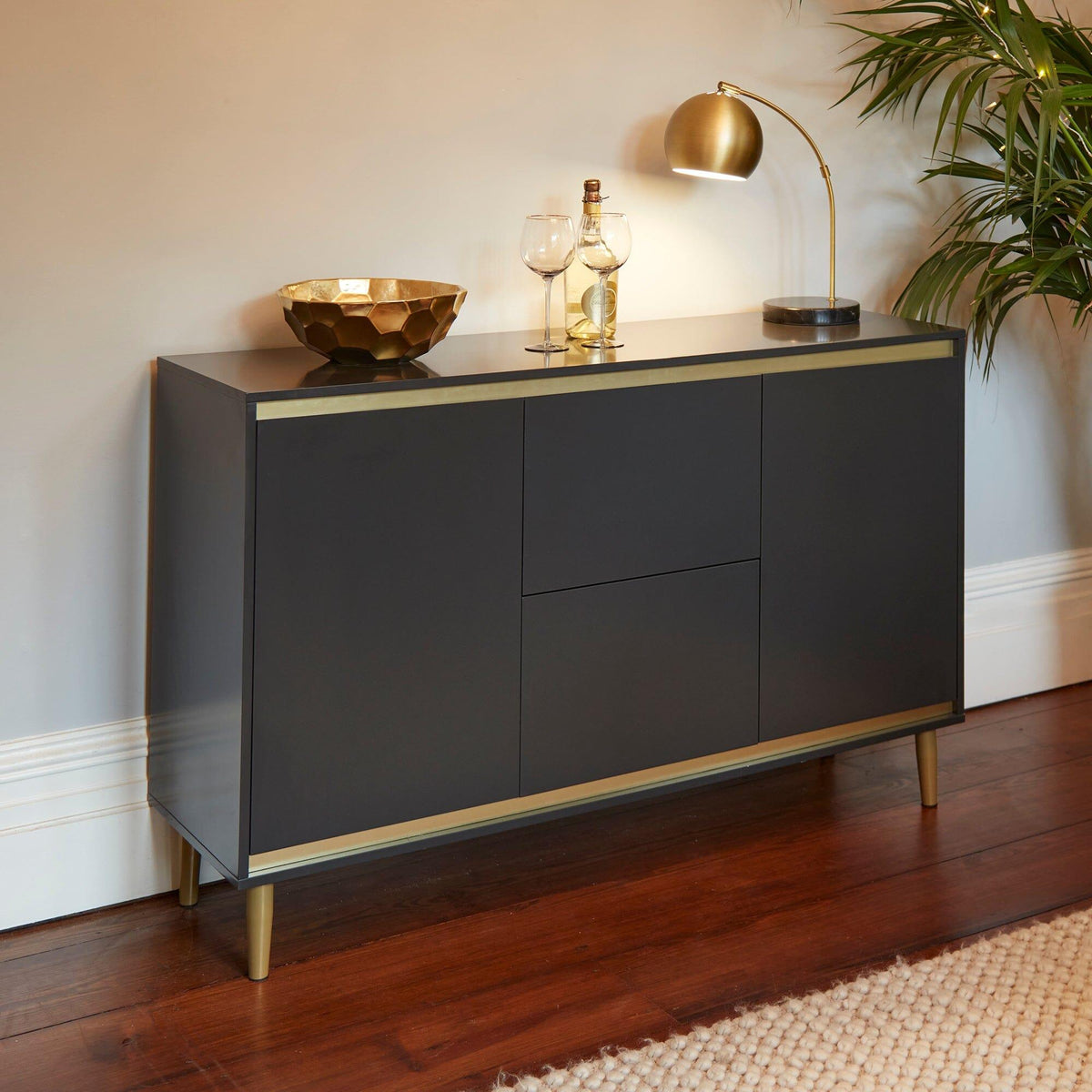 Iliana 2 Door Small Sideboard - Charcoal Grey