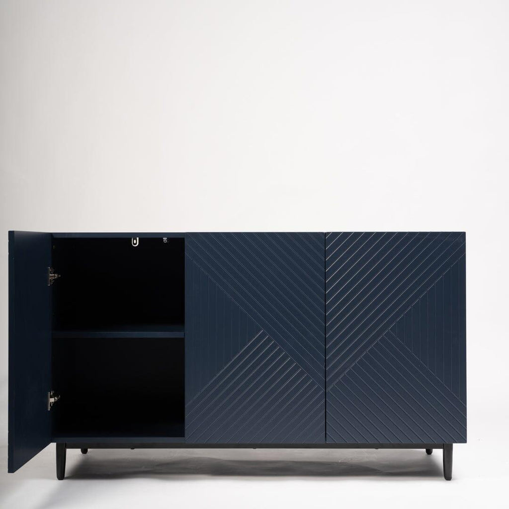 Outlet - Jack 3 Door Large Sideboard - Geometric Blue